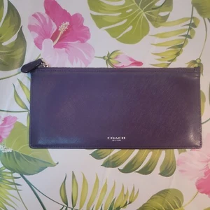 "GEBRAUCHT COACH EGGPLANT LILA SKINNY GROSSES ZUBEHÖR HÜLLE REISSVERSCHLUSSBEUTEL 4,25x9,5"" - Bild 1 von 6