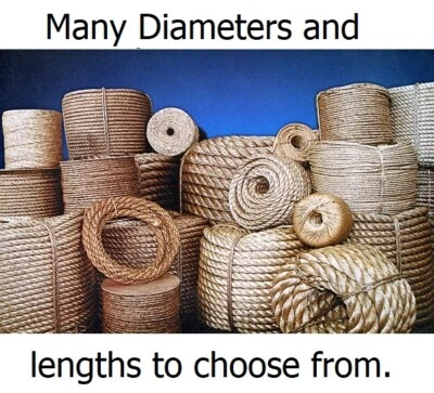 Manila Rope Hemp Landscape Various Sizes 1/4 3/8 1/2 5/8 3/4 1 1-1/4 1-1/2 2 100 - Image 1 of 4