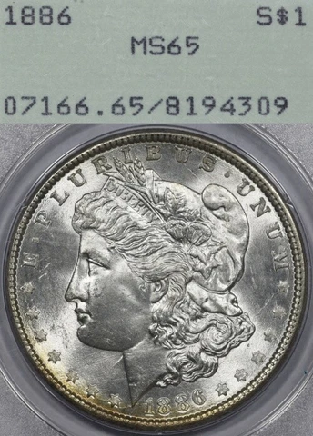 1886 $1 PCGS MS65 Rattler OGH Morgan Silver Dollar Cover