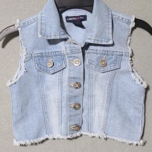 LIMITED TOO Girl's Denim Blue Jean Sleeveless Vest - Size 8 - Picture 1 of 12