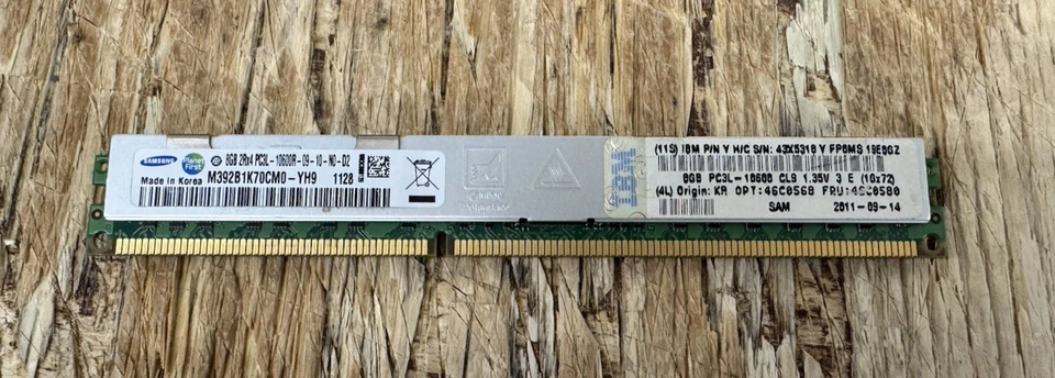 46C0580, IBM SAMSUNG M392B1K70CM0-YH9 8GB DDR3 1333MHz REG ECC SERVER RAM MEMORY - Image 1 of 1