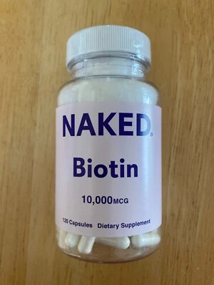 Biotina desnuda 10000 Mcg fuerza máxima 120 cápsulas cabello piel uñas metabolismo Foto 1 de 2