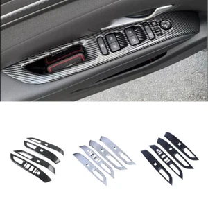 ABS Carbon Fiber Car Window Lift Switch Cover Trim for Hyundai Tucson 2022 2023 - Picture 1 of 8
