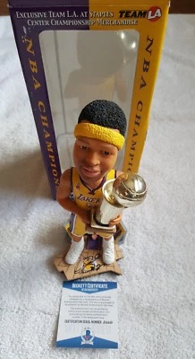 Derek Fisher Signed Bobblehead Championship LA Lakers Trophy LE Autographed BAS - Image 1 of 4