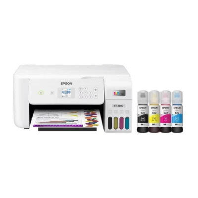 Epson ET-2800 Supertank Printer Wireless Color All-in-One White Print Scan Copy - Image 1 of 4