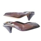 Vintage Bruno Magli Shoes, Open Toe Pumps, Brown, Size 9, Tapered Heel, Italian