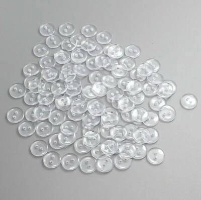 100pcs Clear 2-Holes Round Resin Buttons Sewing 7/9/10/11/12/14/15/18/20/23/25mm - Image 1 of 2