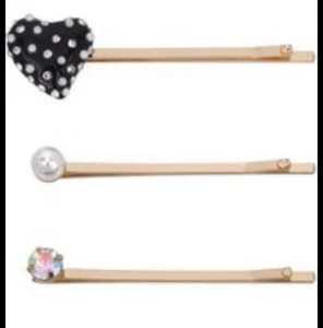 $28 Betsey Johnson Heart Bobby Pin Hair Set JM31/a1h - Picture 1 of 2