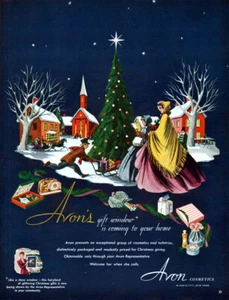 Bobri Avon Cosméticos REGALAR NAVIDAD Escena Antigua 1950 Revista Anuncio Impreso - Imagen 1 de 1