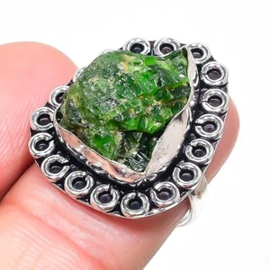Natural Rough Moldavite Gemstone 925 Sterling Silver Jewelry Ring Size 7 (US) - Picture 1 of 1
