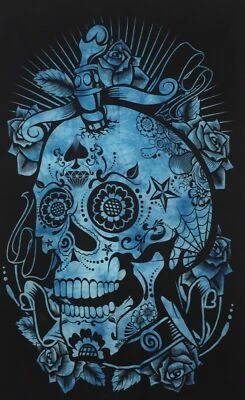 Póster de algodón con estampado de calavera tapiz decorativo para colgar en la pared indio arte de pared decoración  Foto 1 de 4