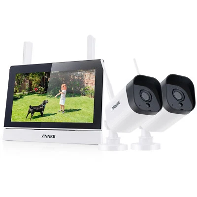 ANNKE Wireless 4CH NVR 7" Monitor 3MP Security Camera System Two-Way Audio WIFI