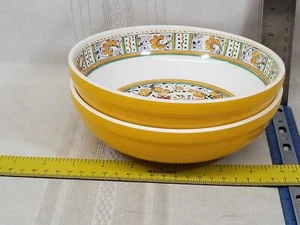 Set Of 2 Le Cadeaux Melamine Yellow Rooster Soup Cereal Pasta Bowls - Picture 1 of 5