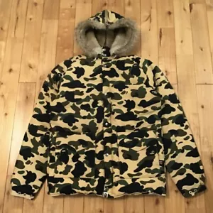 BAPE camo Fur Puffer Down Jacket a bathing ape NIGO Size M - Picture 1 of 10