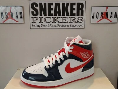 Mujer Air Jordan 1 Mid SE - Talla: 8.5 - DJ5984 400 - Blanco/Azul Marino - Rojo - NUEVO Foto 1 de 4