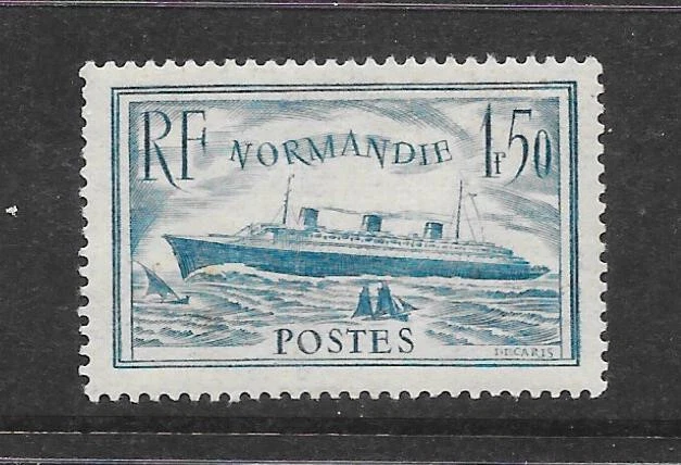 FRANCE 1936 1fr50c Normandie light blue vf MINT good original gum  SG  526a - Image 1 of 1