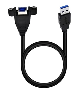 USB 3.0 Panel Mount Cable 0.3m | USB-A Male to USB-B Female Adapter Lead | 5Gbps - Picture 1 of 4