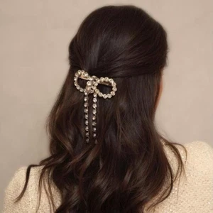 Vintage Rhinestone Bow Hairpins Elegant Bowknot Side Clip Bride - Picture 1 of 15