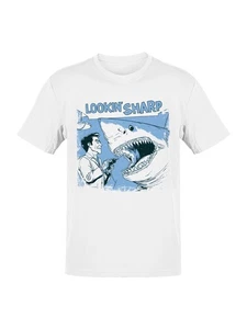 Lookin' Sharp Barber Shark Humor Men's T-shirt - Picture 1 of 6