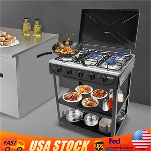 Estufa de gas natural para cocina al aire libre 5 quemadores con estante de almacenamiento para camping/cocina - Imagen 1 de 20