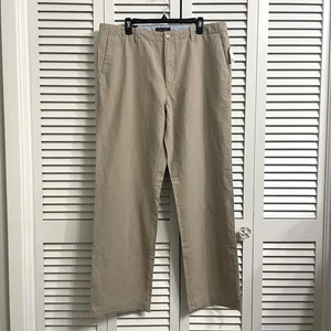 Banana Republic moderne lockere Passform hellbraun Leinen Baumwollmischung Hose Herren 36x34 - Bild 1 von 14