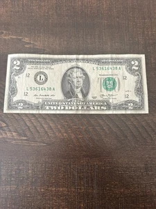 RARE 2 DOLLAR BILL  2013 L SERIES - Picture 1 of 3