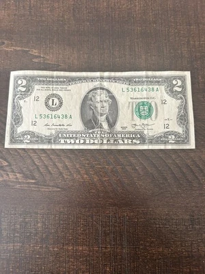 RARE 2 DOLLAR BILL  2013 L SERIES - Image 1 of 3