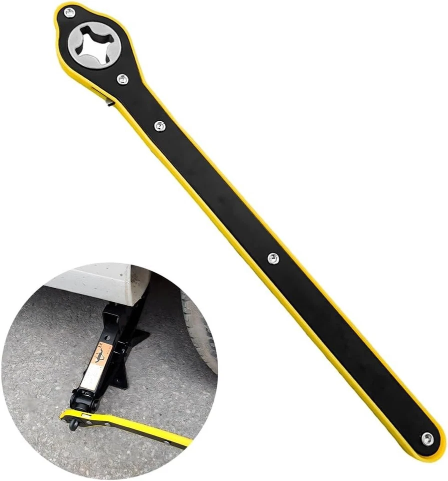 Car Scrissor Jack Ratchet Wrench Garage Tire Wheel Lug Repair Tool Labor-Saving - Image 1 of 4