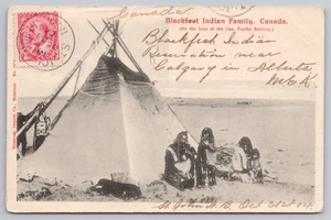 1904 Siksika (indios Blackfoot) perro, Calgary Alberta, Canadá, postal ferroviaria - Imagen 1 de 2
