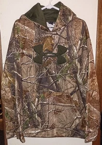 Under Armour Hoodie Sweatshirt Mens XL Brown Real Tree Fleece Lined Camo - Picture 1 of 5
