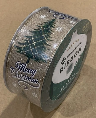 2.5" X 50 Yds Premium Holiday Wired Ribbon - Merry Christmas Tree Snowflake - Image 1 of 4