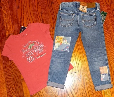 POLO RALPH LAUREN AUTHENTIC GIRLS ORIGINAL BRAND NEW 2Pc JEANS SET Size 4, NWT - Image 1 of 4