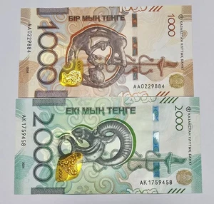 Juego 2 Piezas 2024 2025 Kazajstán 1000 2000 Tenge P 52 53 UNC NUEVO Billete - Imagen 1 de 2