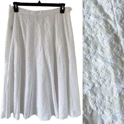 Falda Midi Lauren Ralph Lauren Para Mujer’s 12 Blanco Flor Encaje Bordado Algodón Foto 1 de 4