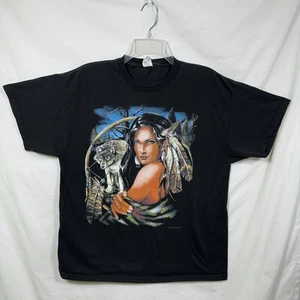 Vintage Thunder Sportswear L Native American Women Wolf Dreamcatcher T-Shirt Tee - Picture 1 of 10