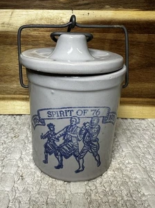 Bicentennial Stoneware Cheese Crock With Wire Bale Handle Sprit of 1776 - Picture 1 of 6