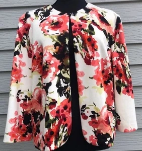 Beautiful Roz & Ali Women's Jacket Multicolor Floral Front Clip Size 1X - Picture 1 of 5