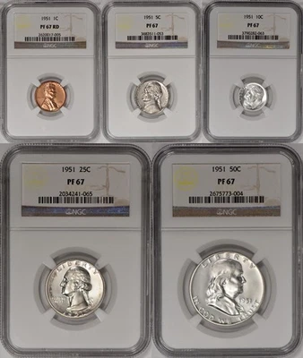 1951 United Stated Proof Set 1c-50c - All NGC PF 67 (PR67) - Image 1 of 4