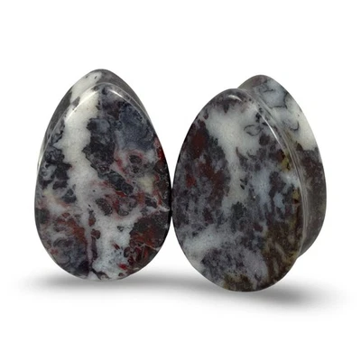 Tapones de doble llamarada cóncava lágrima piedra sangre de pollo (STN-682) medidores Foto 1 de 4