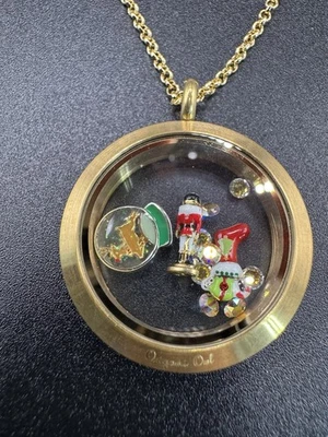 "Collar de 20"" con dijes de Navidad de búho origami en medallón cascanueces reno vacaciones" Foto 1 de 4