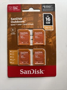 NEW - SanDisk Outdoors SDHC UHS-I Card 4-Pack 16GB - - Picture 1 of 3