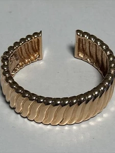 VTG Milor Bronze Italy Wide Clamper Cuff Bracelet Gold Tone Stamped HEAVY CHUNKY - Picture 1 of 7