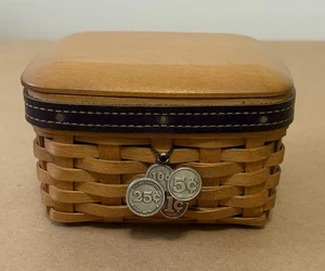 Vtg 2003 Longaberger Father's Day Pocket Change Basket Liner Lid Tie On - Picture 1 of 6