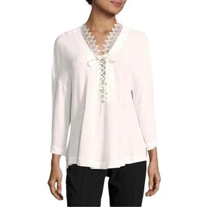 Iro Blouse Size 36 AU 8 White Lace Long Flare Sleeves - Picture 1 of 7