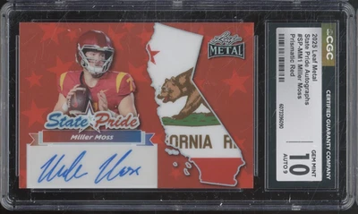 2025 Leaf Metal Prismatic Red Miller Moss 3/15 RC Rookie Gem Mint CGC 10 9 Auto - Image 1 of 2
