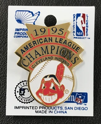 1995 MLB Cleveland Indians AL Champions Lapel Pin VTG Chief Wahoo Mascot CLEAN! - Image 1 of 2