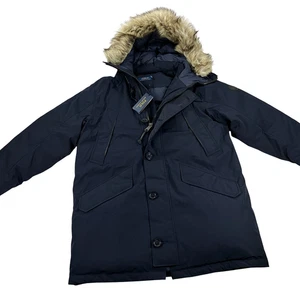Polo Ralph Lauren Down Parka Coat Mens Size L Faux Fur-Trim Navy NWT $598 - Picture 1 of 12