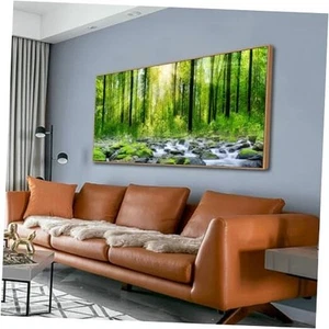 Wall Art for living Room Canvas Art Decor Morning Green Trees Landscape - Picture 1 of 7