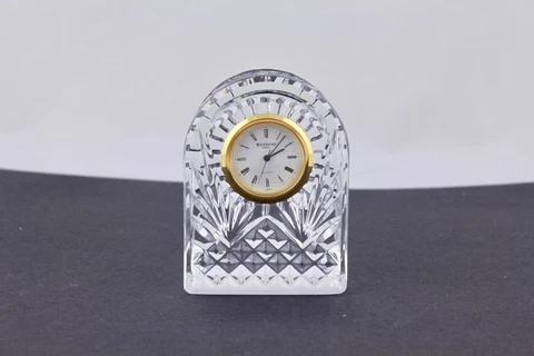 WATERFORD CRYSTAL LISMORE DOMED DESKTOP PAPERWEIGHT CARRIAGE CLOCK - MINT Cover