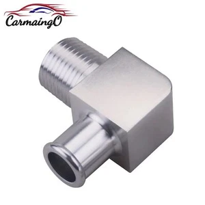 90 Degree Aluminum Heater Hose Fitting Adapter 1/2" NPT to 5/8" Barb for SBC BBC - Picture 1 of 6